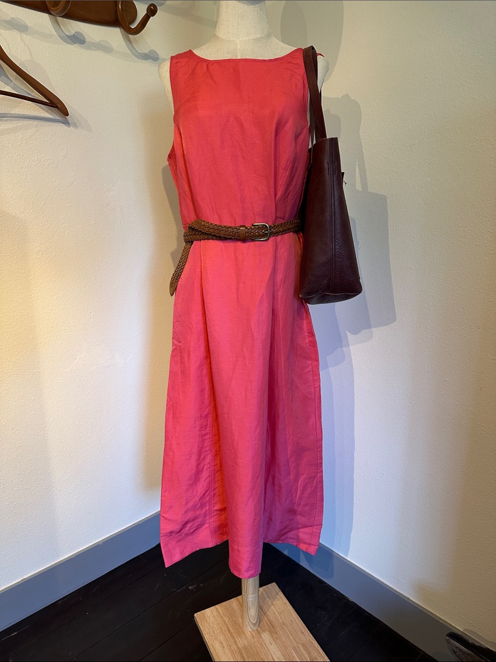 J.Jill Linen blend “strawberry” Sleeveless Midi Dress